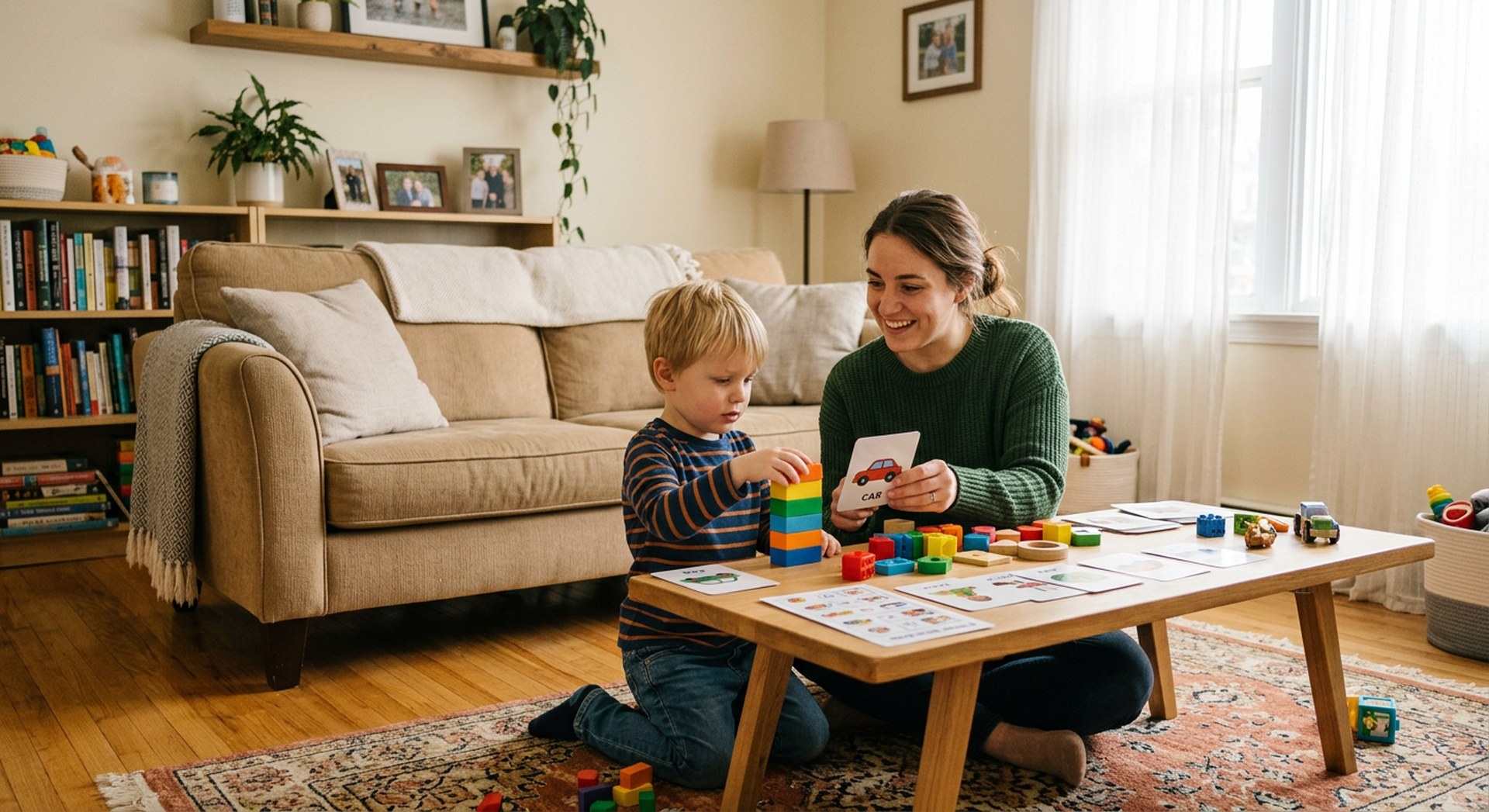 Home-based ABA therapy session in a Phoenix family living room